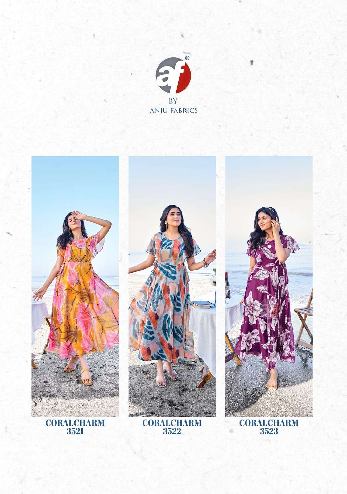 CORAL CHARM VOL 4 VISCOSE PREMIUM CHIFFON WITH DIGITAL PRINTS ONE PIECE WITH FANCY BROOCH BY AF BRAND INDEX2